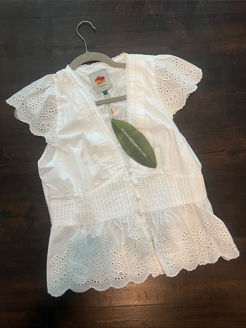 FARM Rio White Eyelet Broderie Anglaise Button Blouse